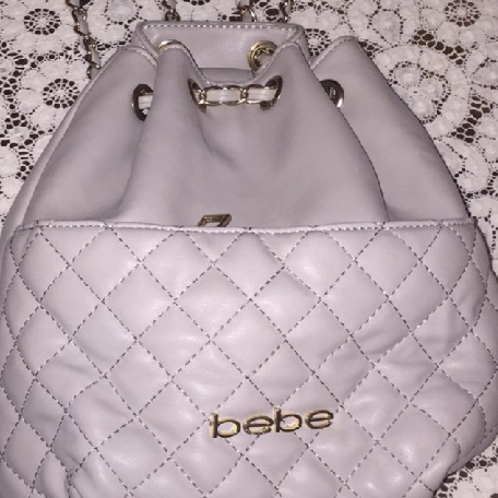 Trend Alert New Bebe Gray Draw String Backpack - image 2